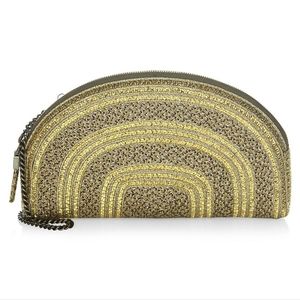 Eric Javits womens Crossiant striped Metallic Clutch